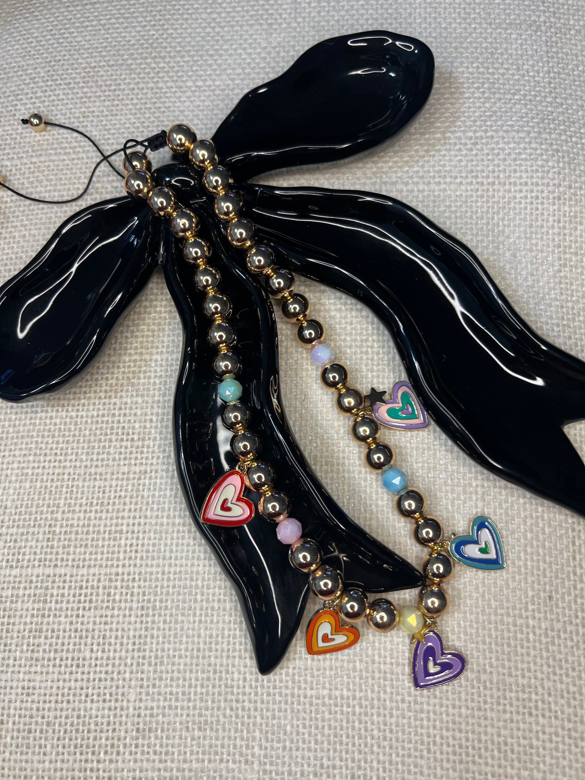 Beaded Necklace with heart charms