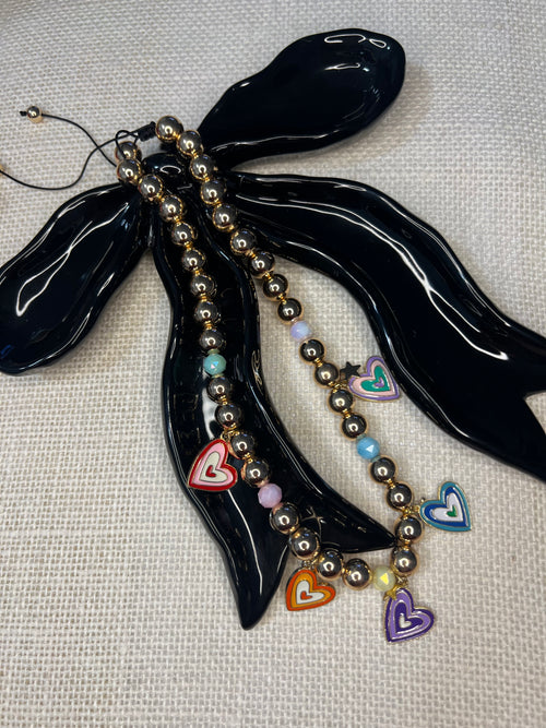 Beaded Necklace with heart charms
