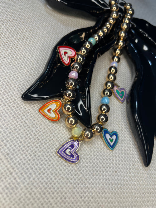 Beaded Necklace with heart charms