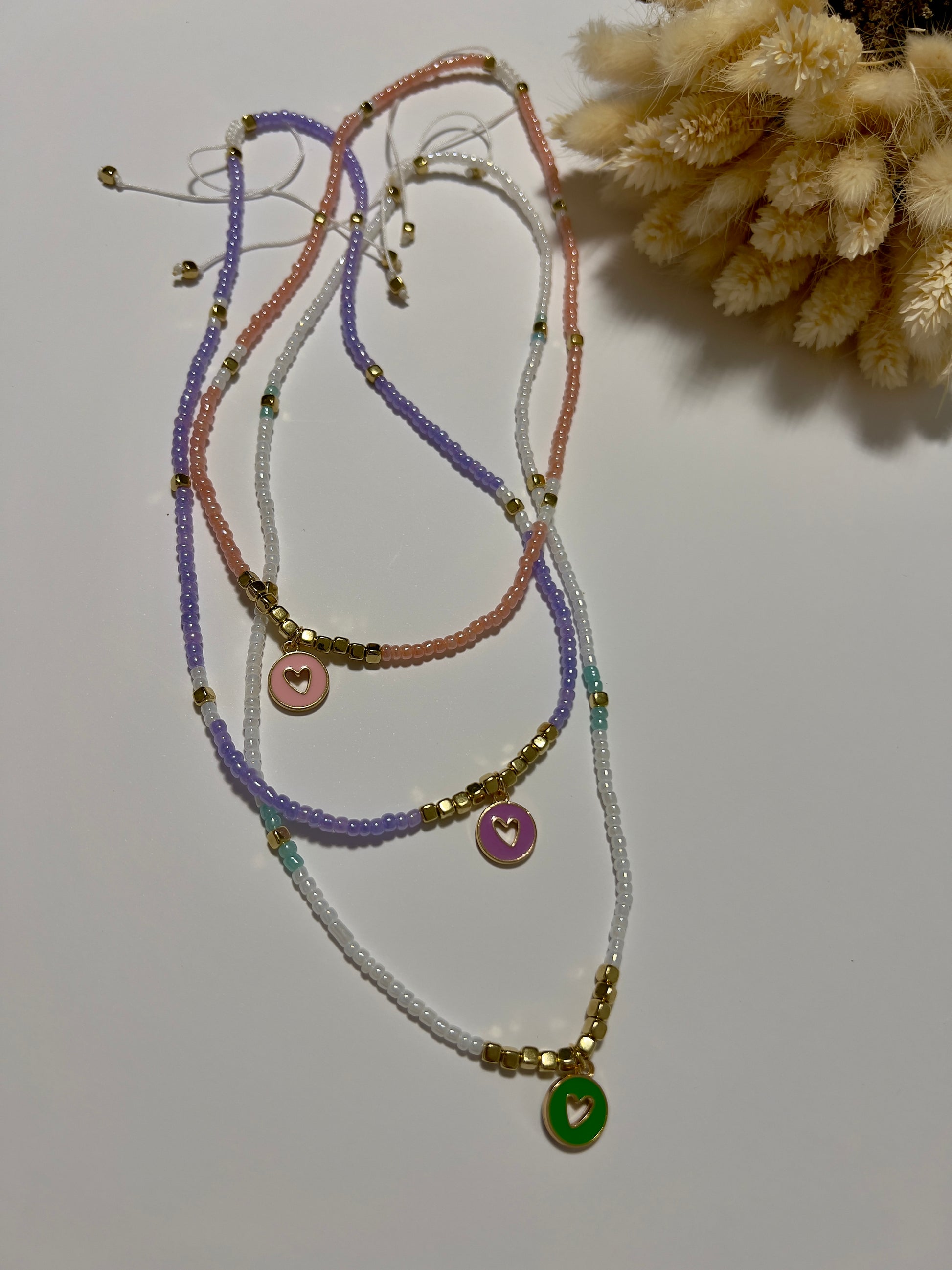 Adjustable colour bead necklace