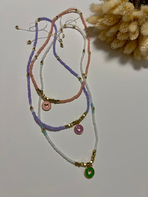 Adjustable colour bead necklace